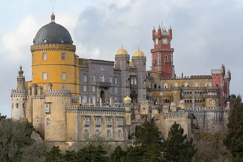 Pena Palace above the hills of Sintra